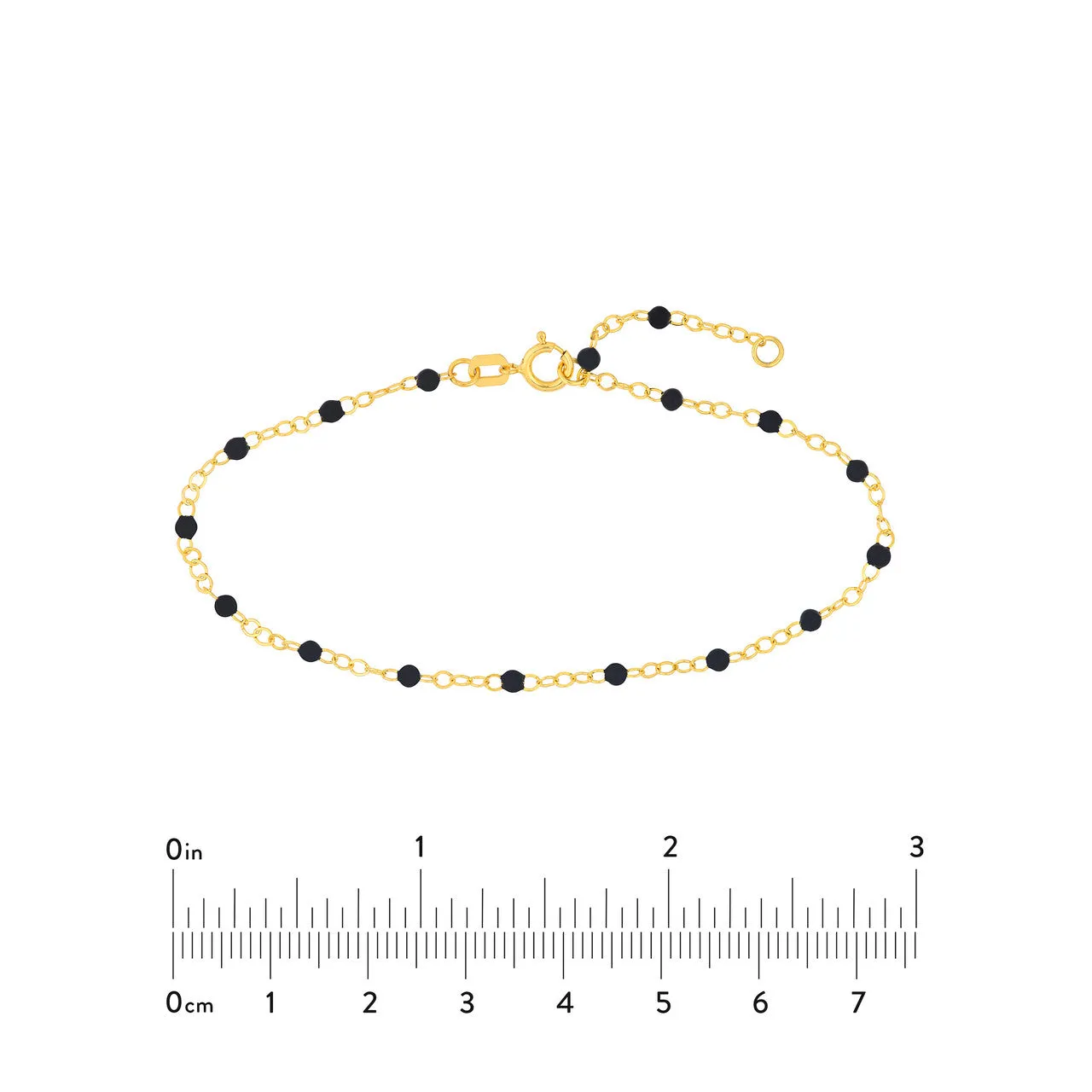 14K Yellow Gold Enamel Bead Chain Necklace