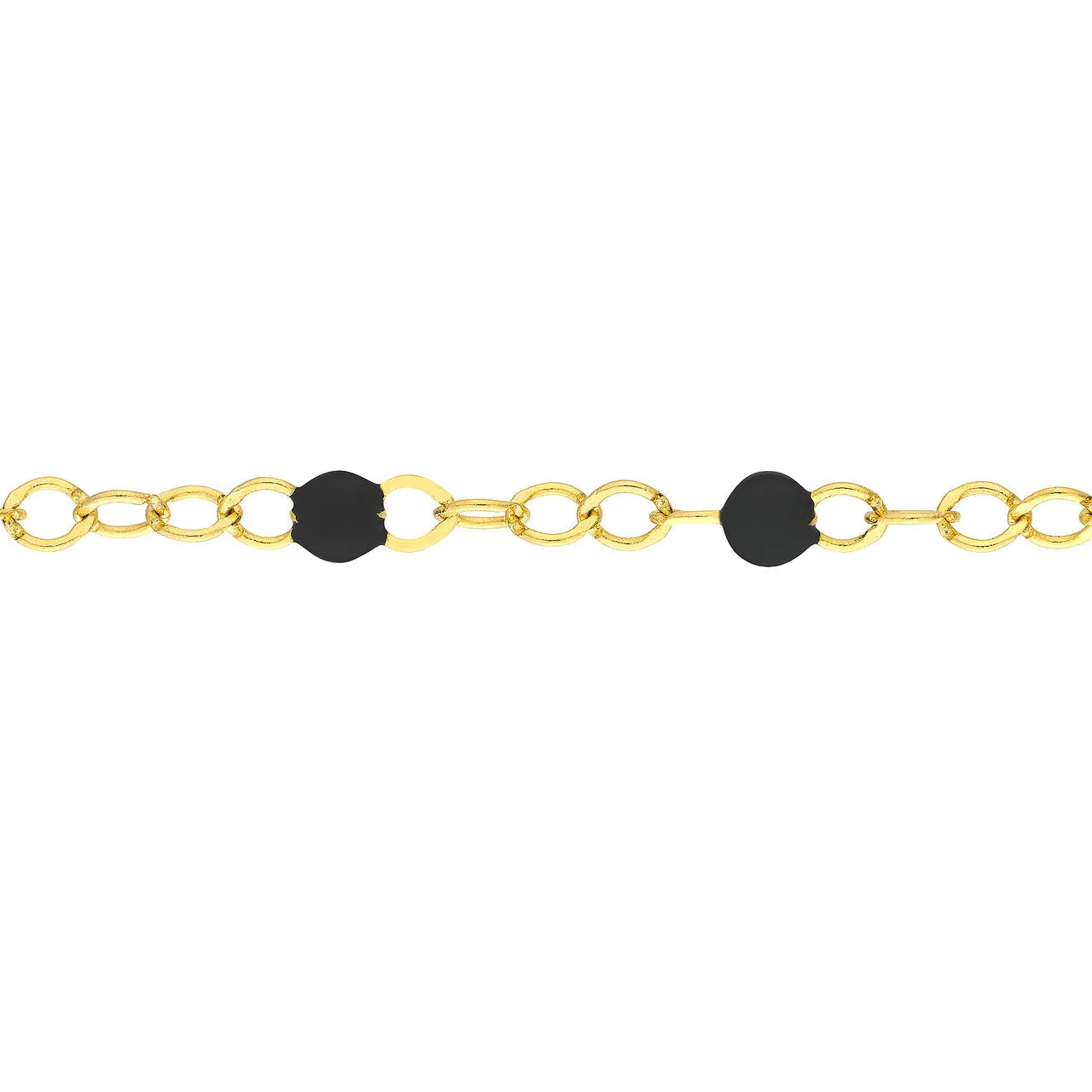 14K Yellow Gold Enamel Bead Chain Necklace