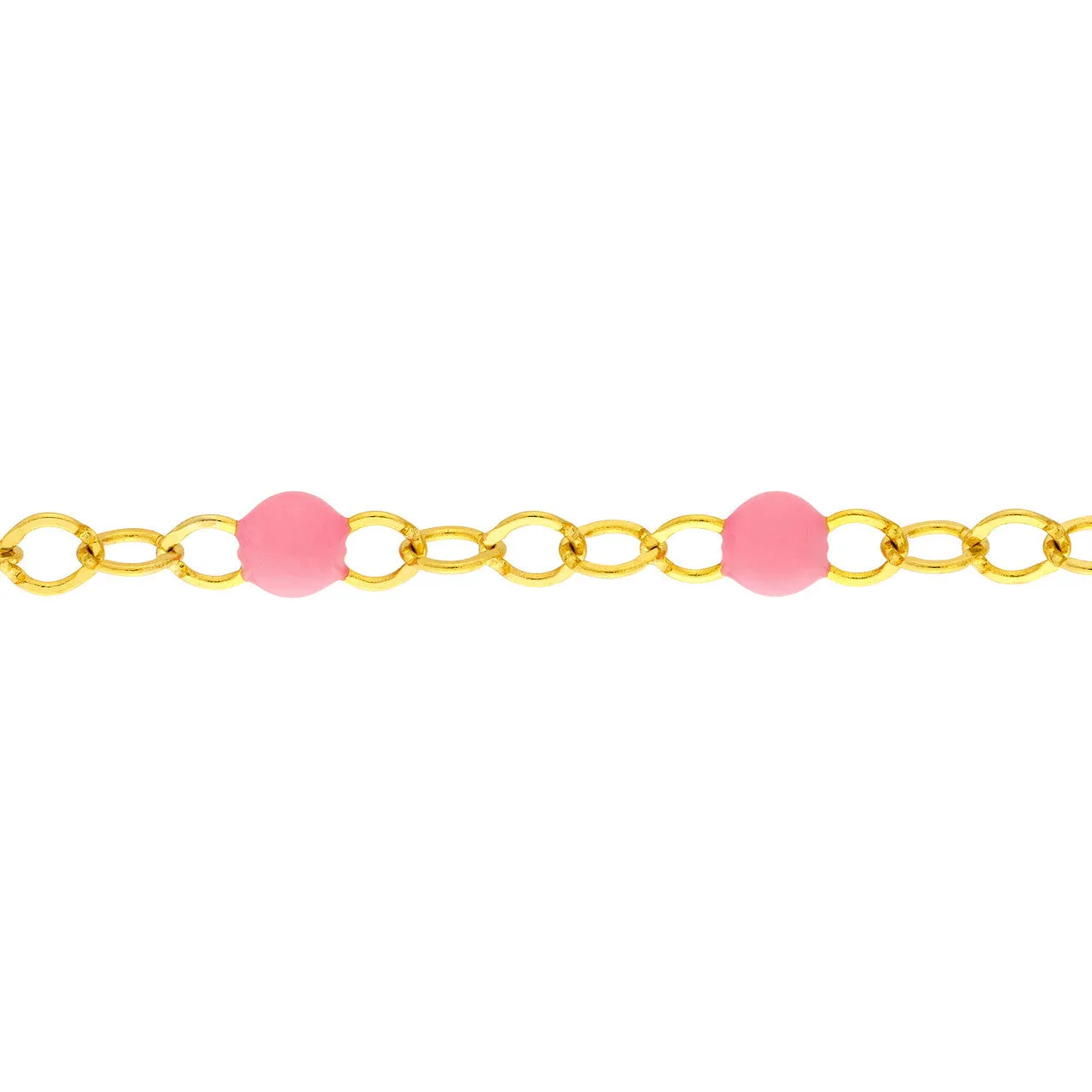 14K Yellow Gold Enamel Bead Chain Necklace