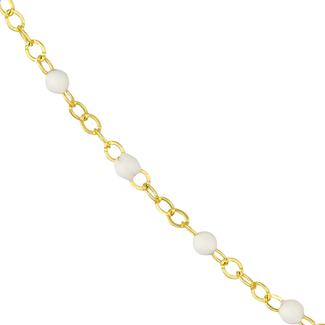 14K Yellow Gold Enamel Bead Chain Necklace