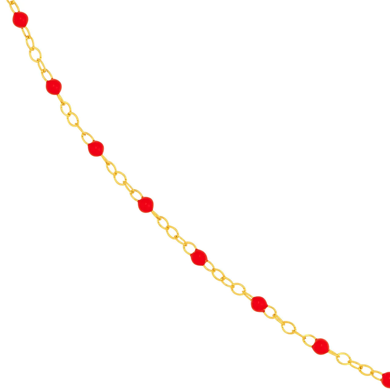 14K Yellow Gold Enamel Bead Chain Necklace