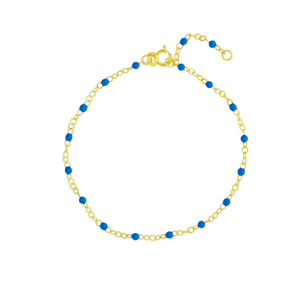14K Yellow Gold Enamel Bead Chain Necklace