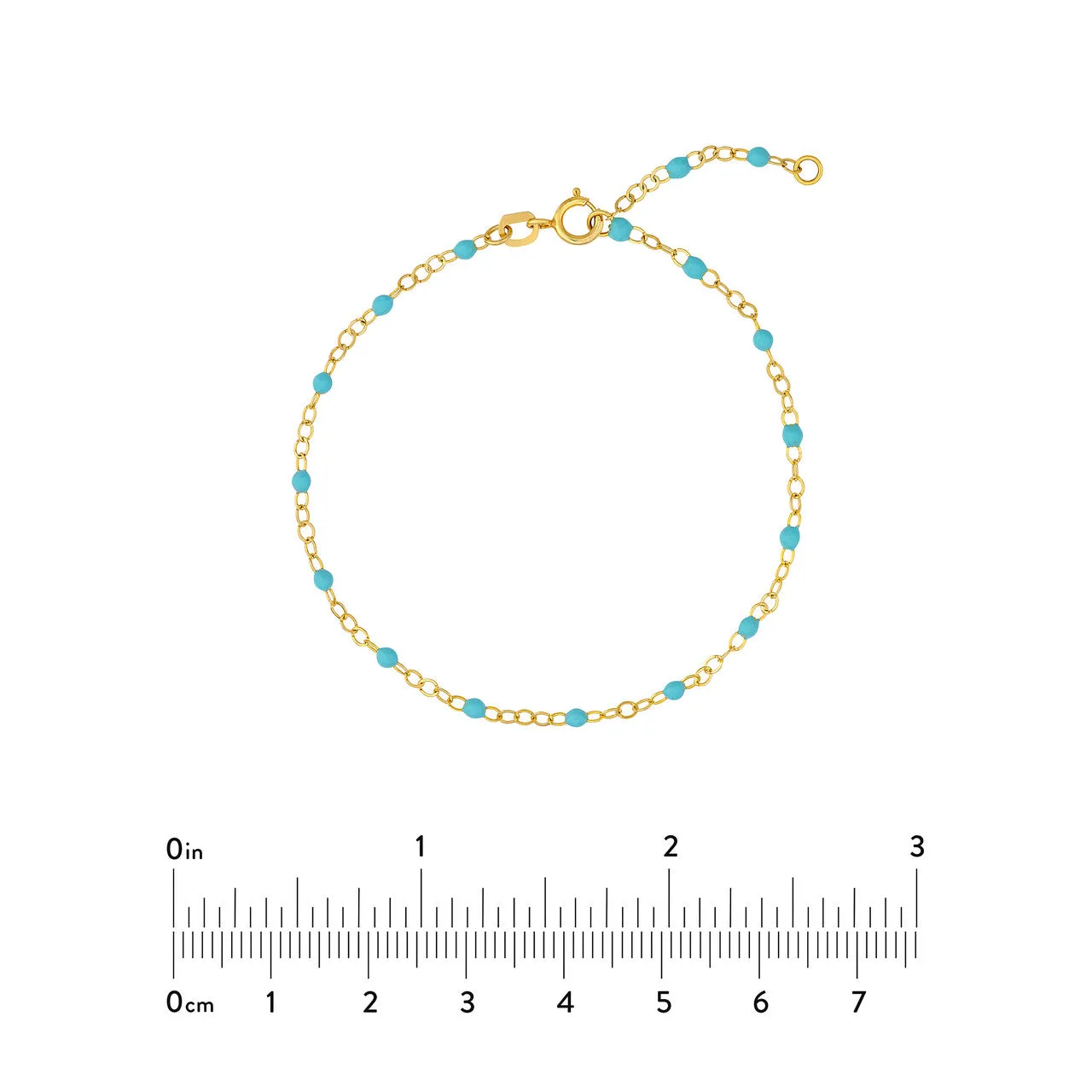14K Yellow Gold Enamel Bead Chain Necklace