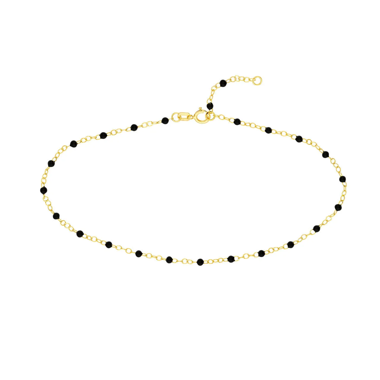 14K Yellow Gold Enamel Bead Chain Necklace