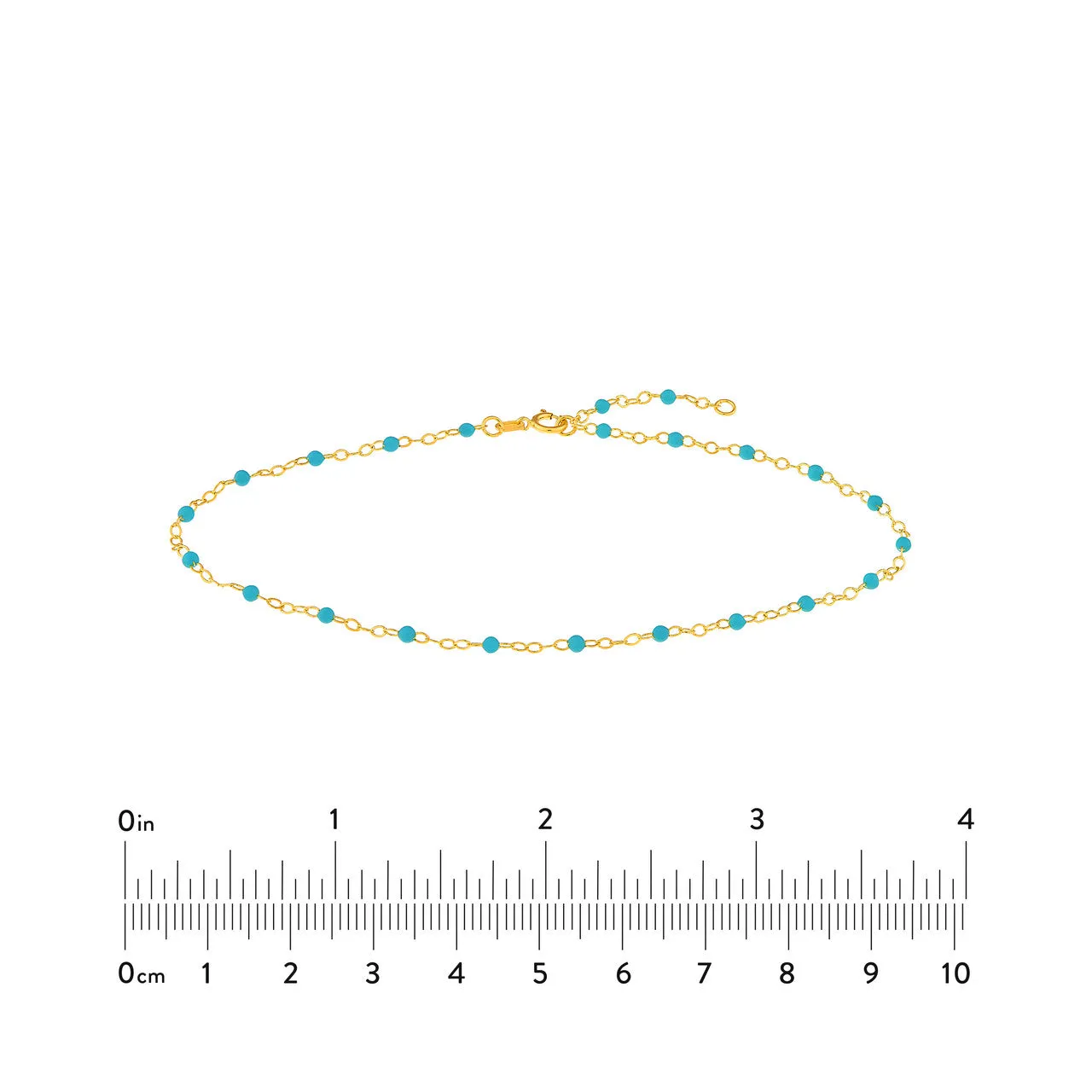 14K Yellow Gold Enamel Bead Chain Necklace