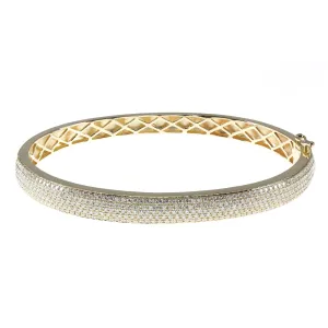 14K Yellow Gold Five Row Pave Diamond Bangle (2.21ctw)