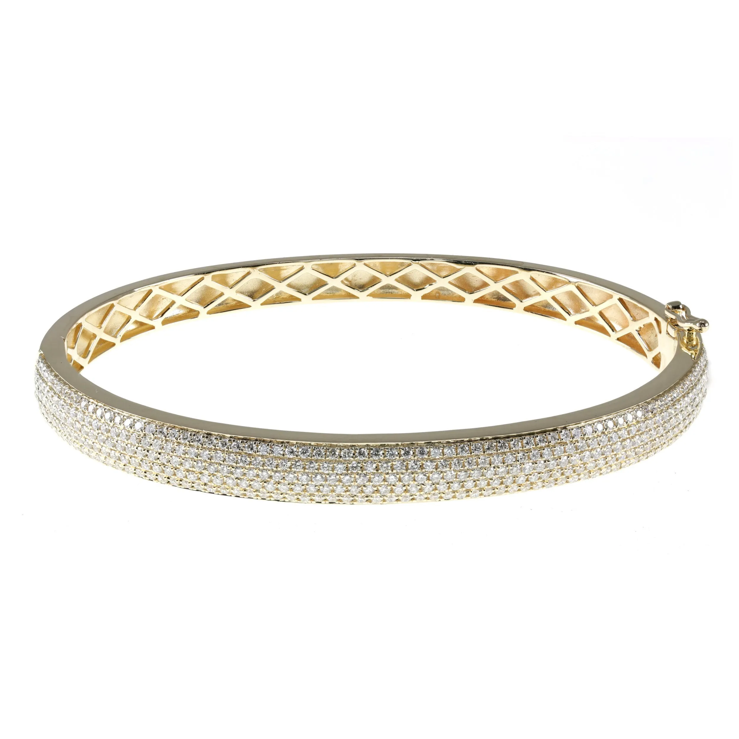 14K Yellow Gold Five Row Pave Diamond Bangle (2.21ctw)