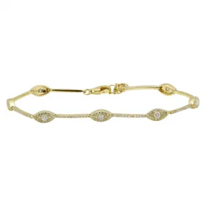 14K Yellow Gold Gold Diamond Evil Eye Bracelet (.89ctw)