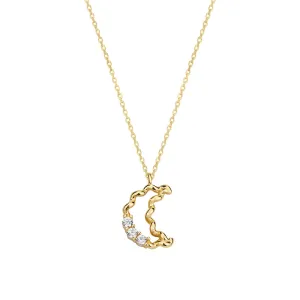 14K YELLOW GOLD MOON NECKLACE