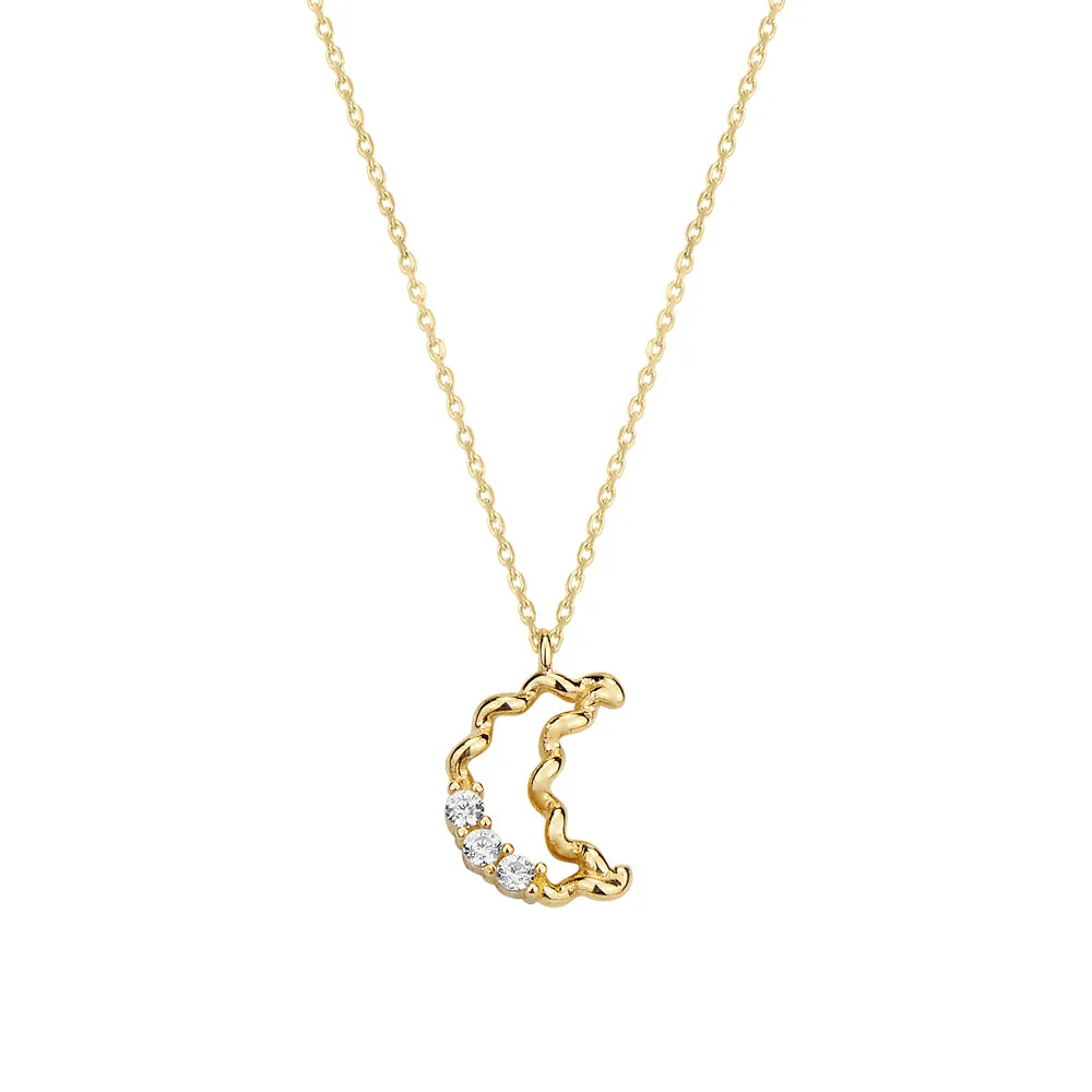 14K YELLOW GOLD MOON NECKLACE