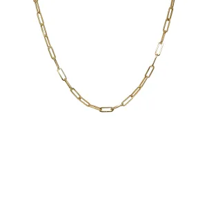14k Yellow Gold Paperclip Necklace