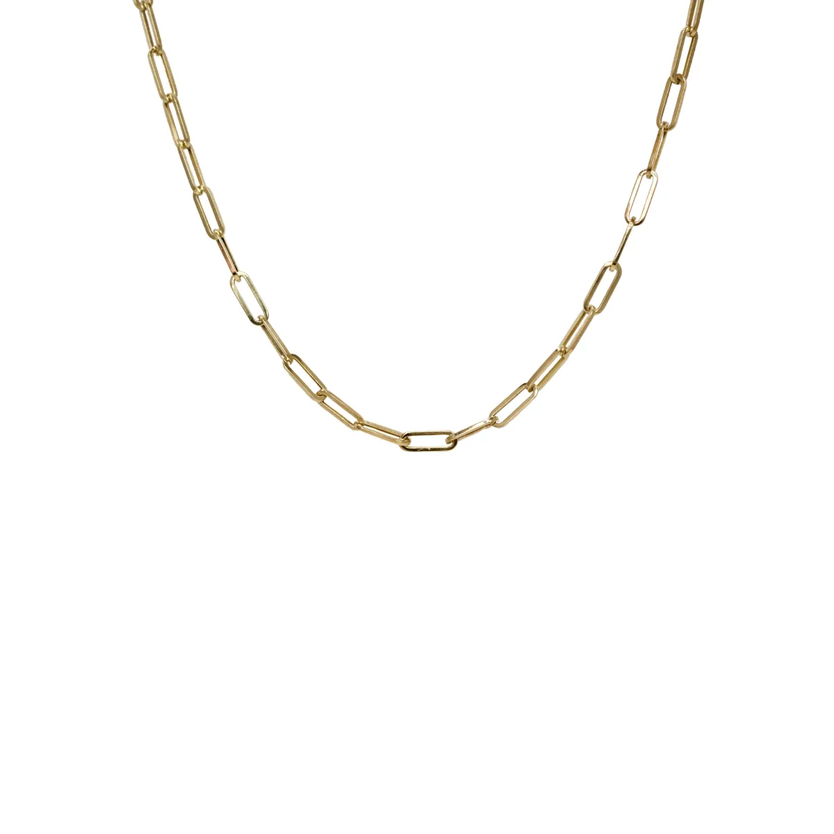 14k Yellow Gold Paperclip Necklace
