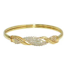 14k Yellow Gold Round Diamonds Bangle/Bracelet 7" 9 grams