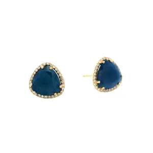 14K Yellow Gold Sapphire & Diamond Earrings