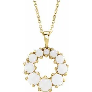 14K Yellow Opal Halo-Style 18" Necklace