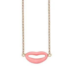 14kt 18 inches with Rose Gold Finish Lip Necklace with 1.25 inches Extension with Lobster Clasp