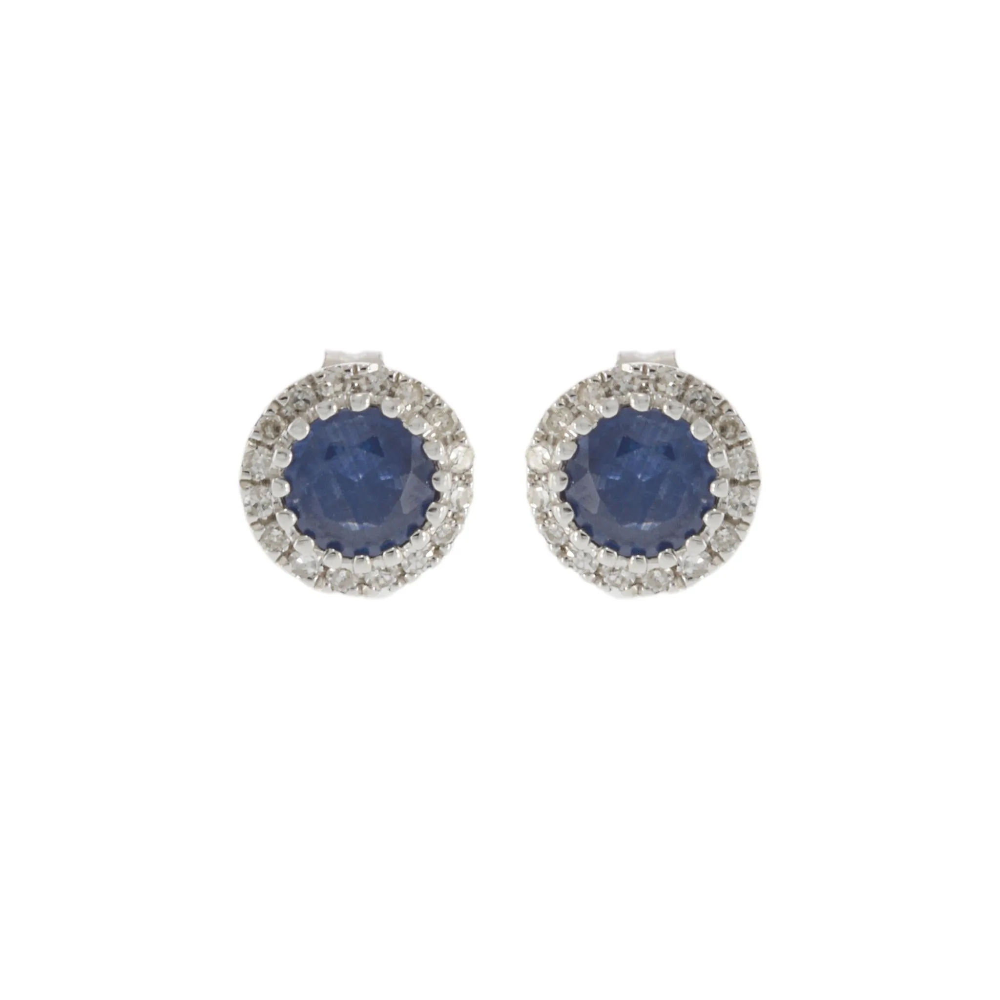 14KT White Gold Blue Sapphire and Diamond Earrings