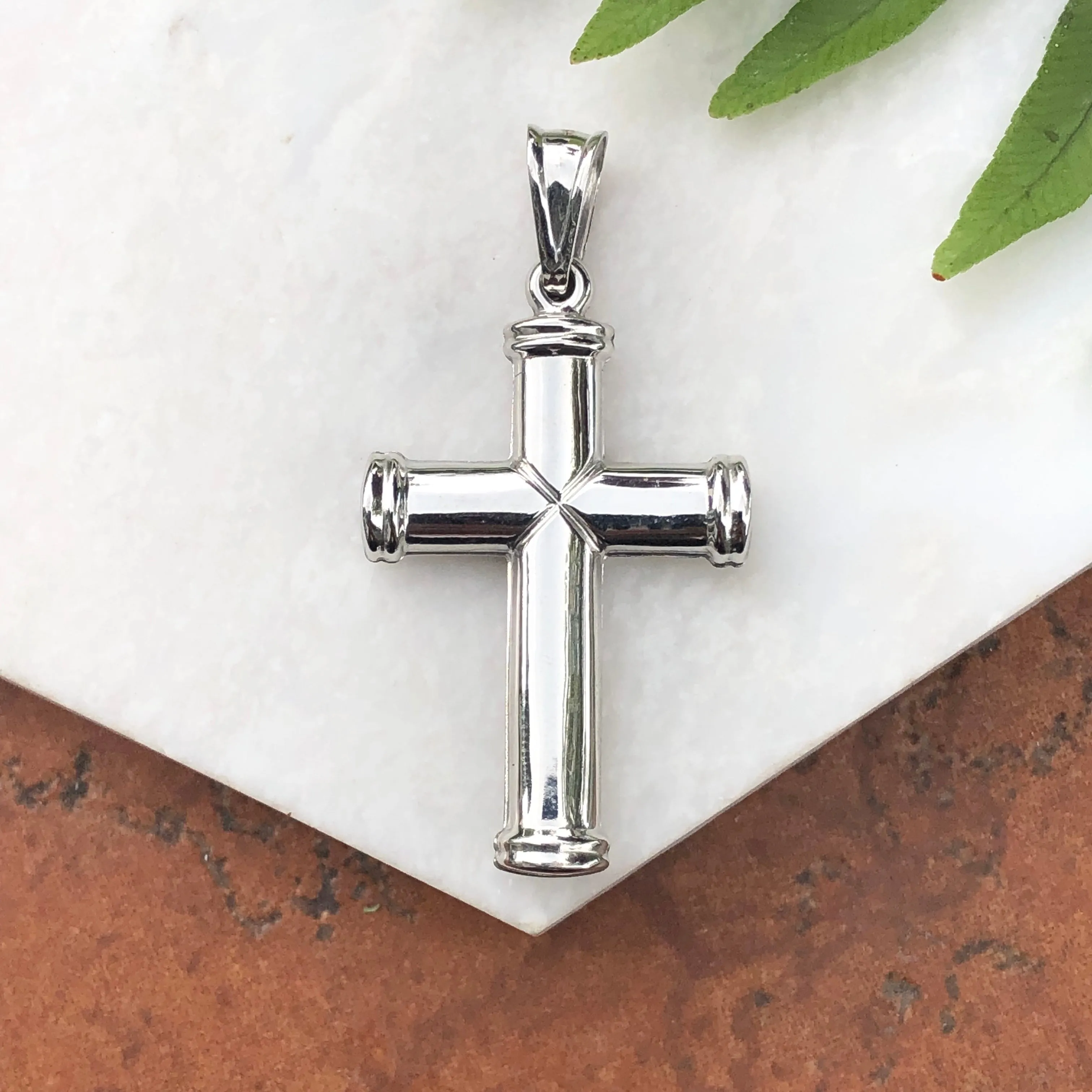 14KT White Gold Polished Large Cross Pendant