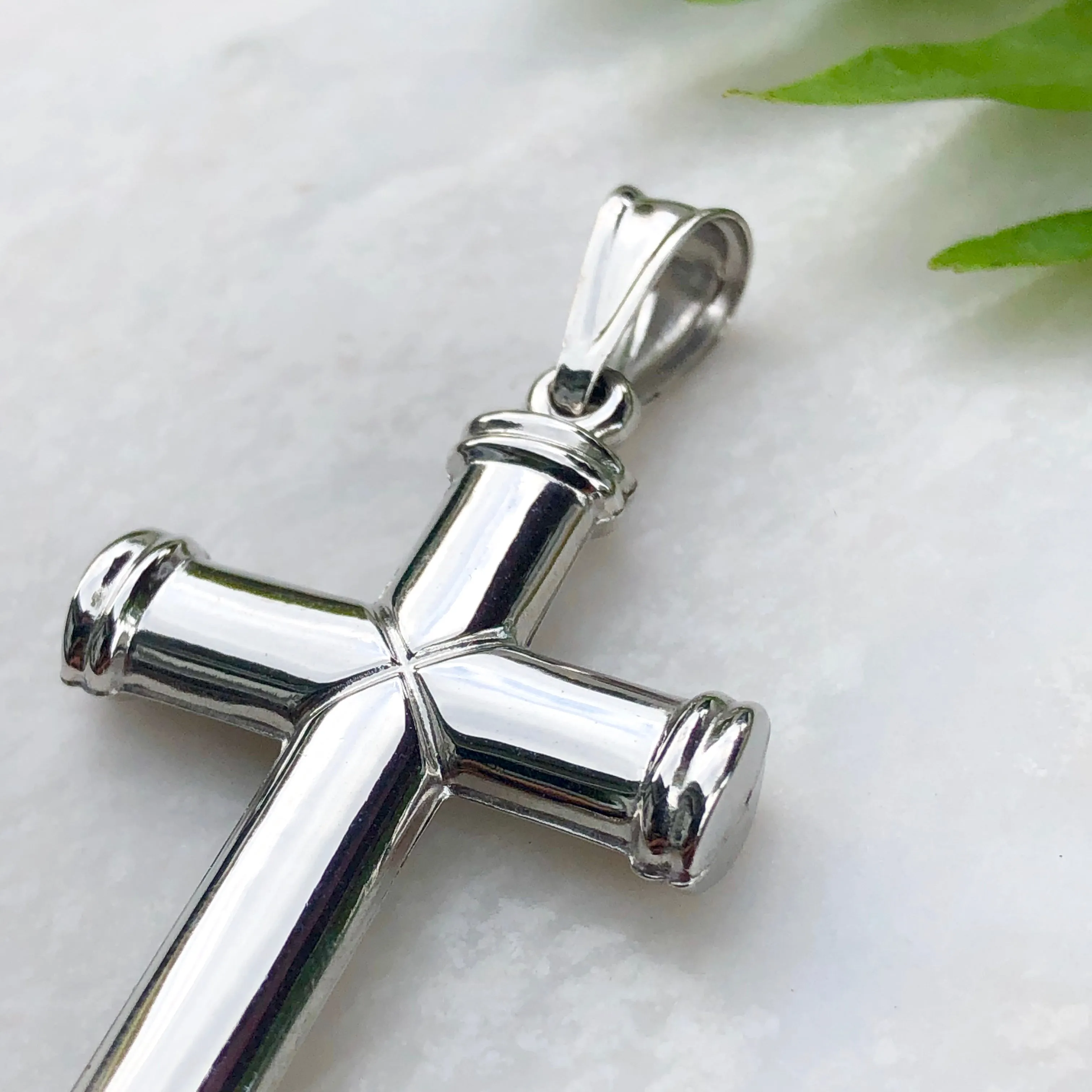 14KT White Gold Polished Large Cross Pendant