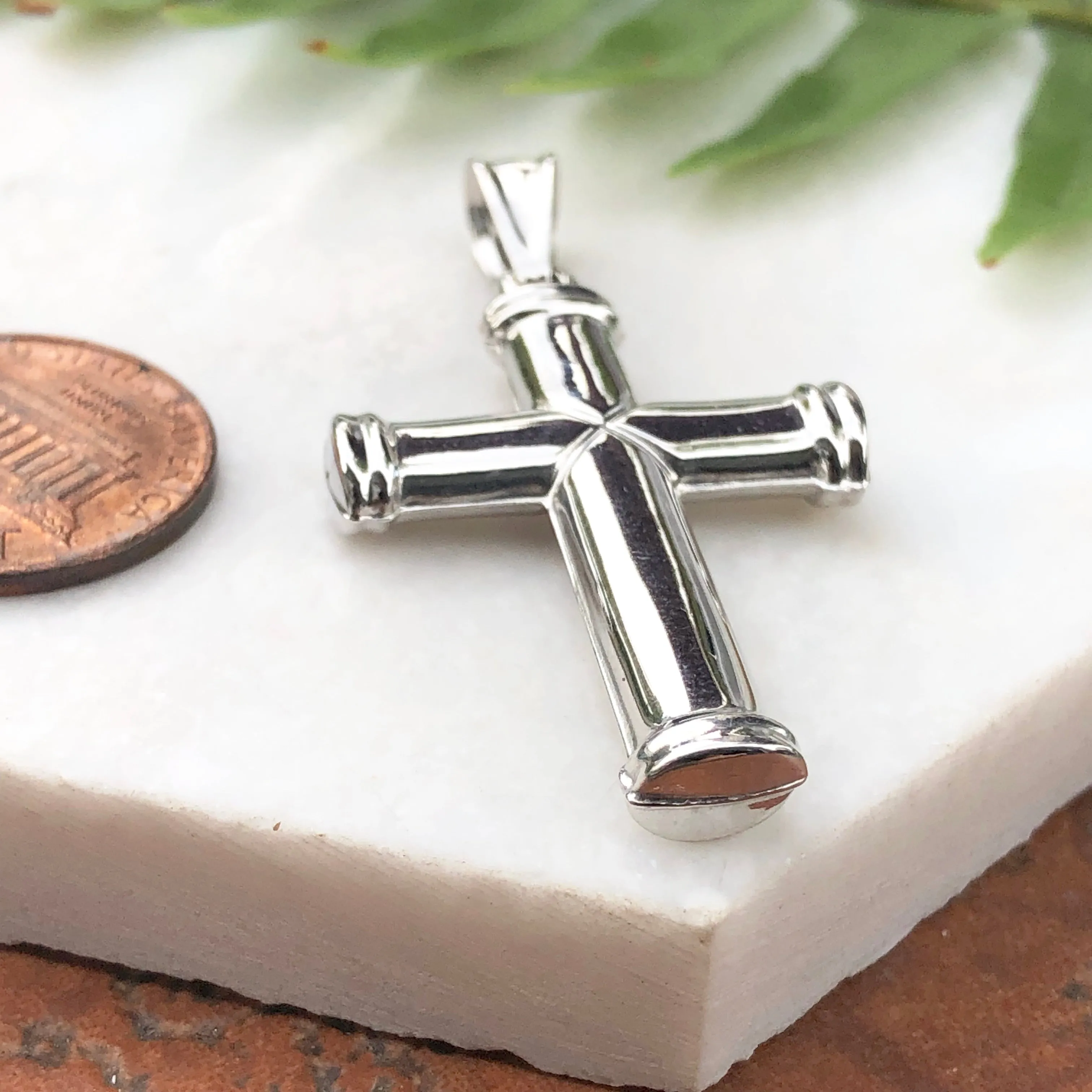 14KT White Gold Polished Large Cross Pendant