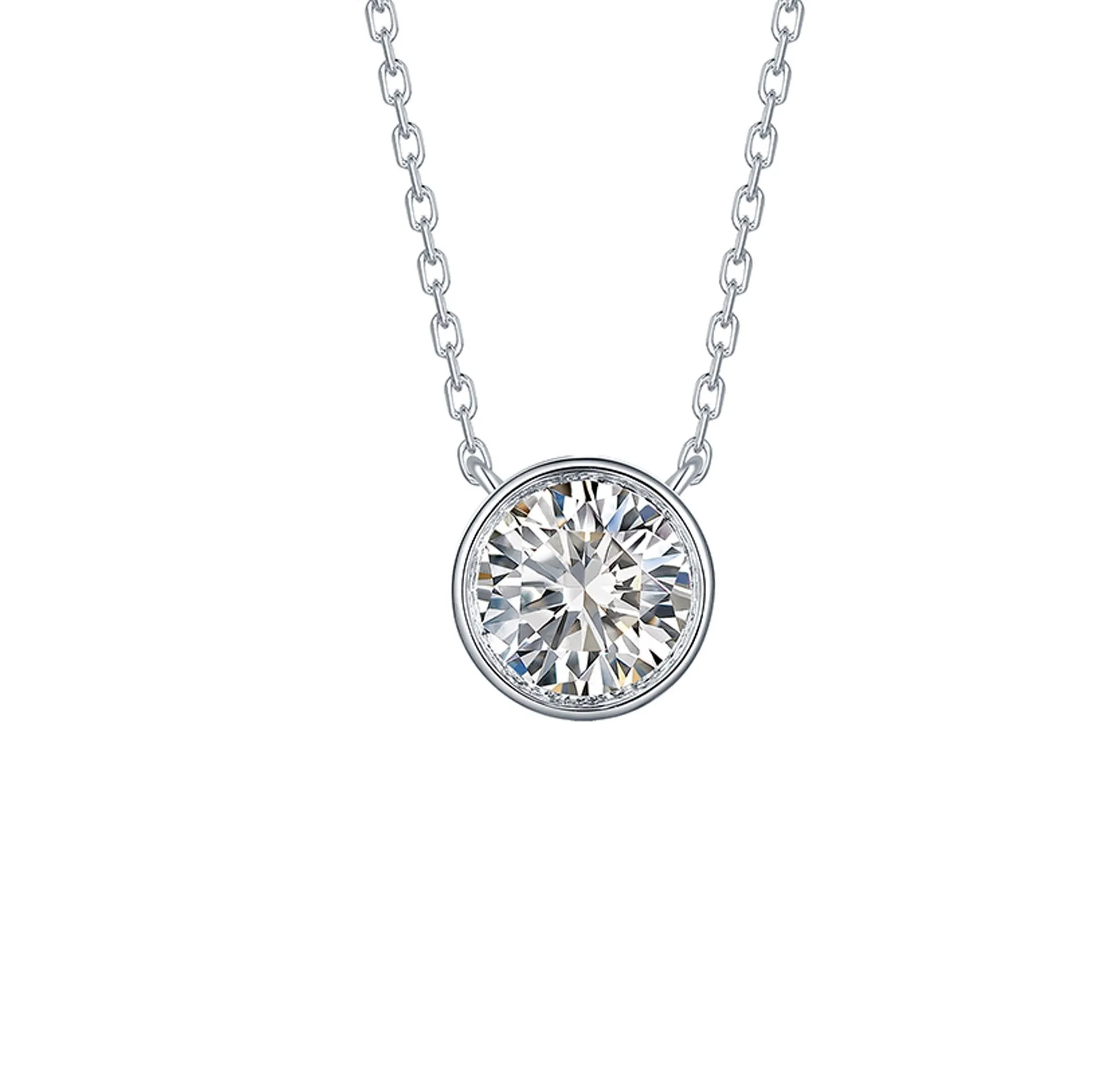 14kt White Gold Round Diamond Pendant Necklace, 1.00ct
