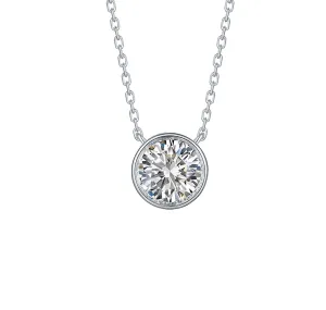 14kt White Gold Round Diamond Pendant Necklace, 1.00ct