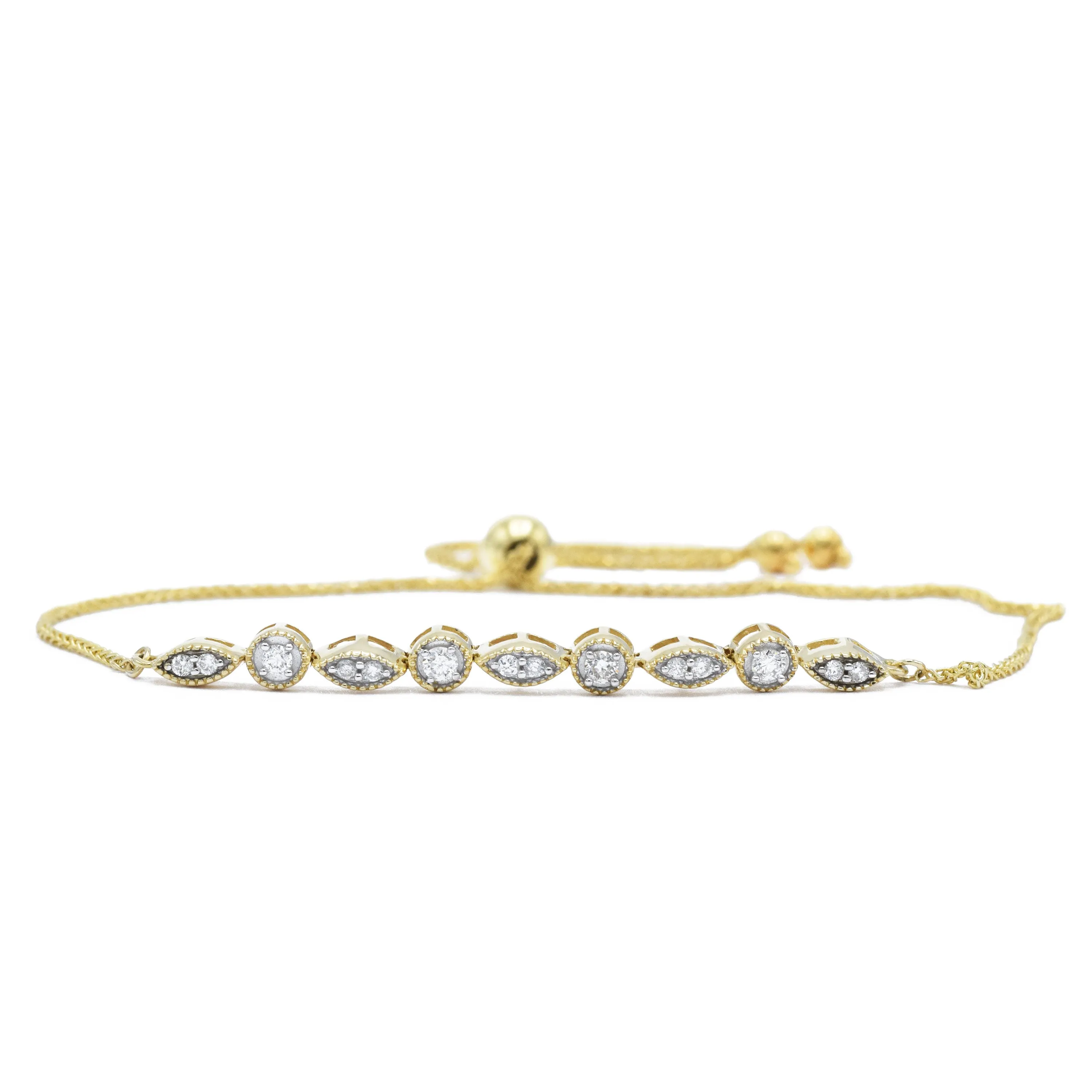 14kt Yellow Gold Adjustable Diamond Bracelet