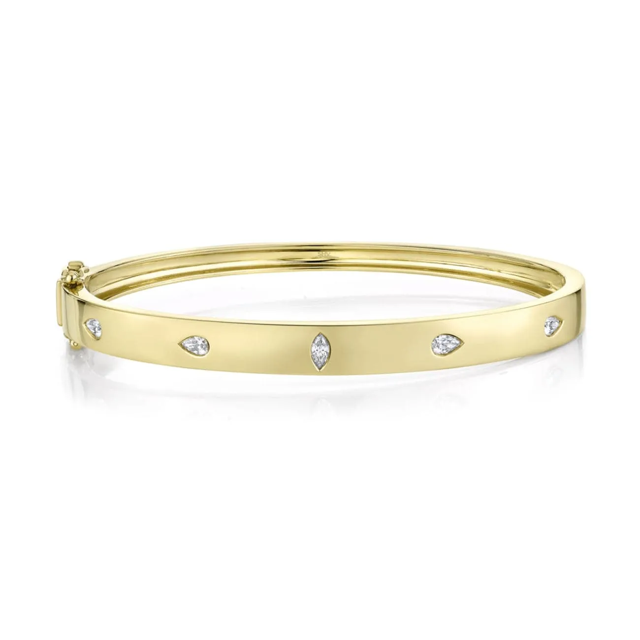 14KT YELLOW GOLD & DIAMOND BANGLE