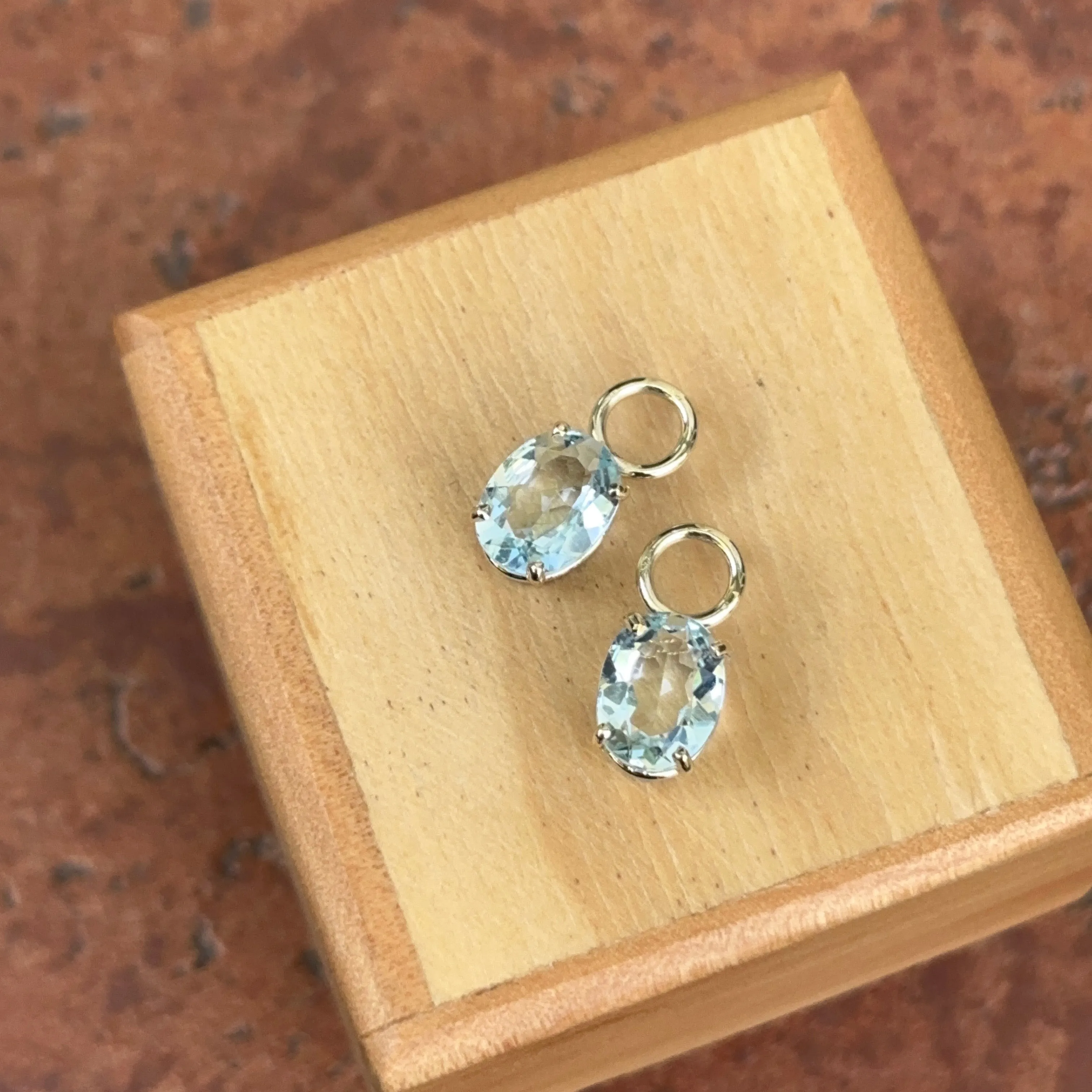 14KT Yellow Gold Oval Aquamarine Earring Charms
