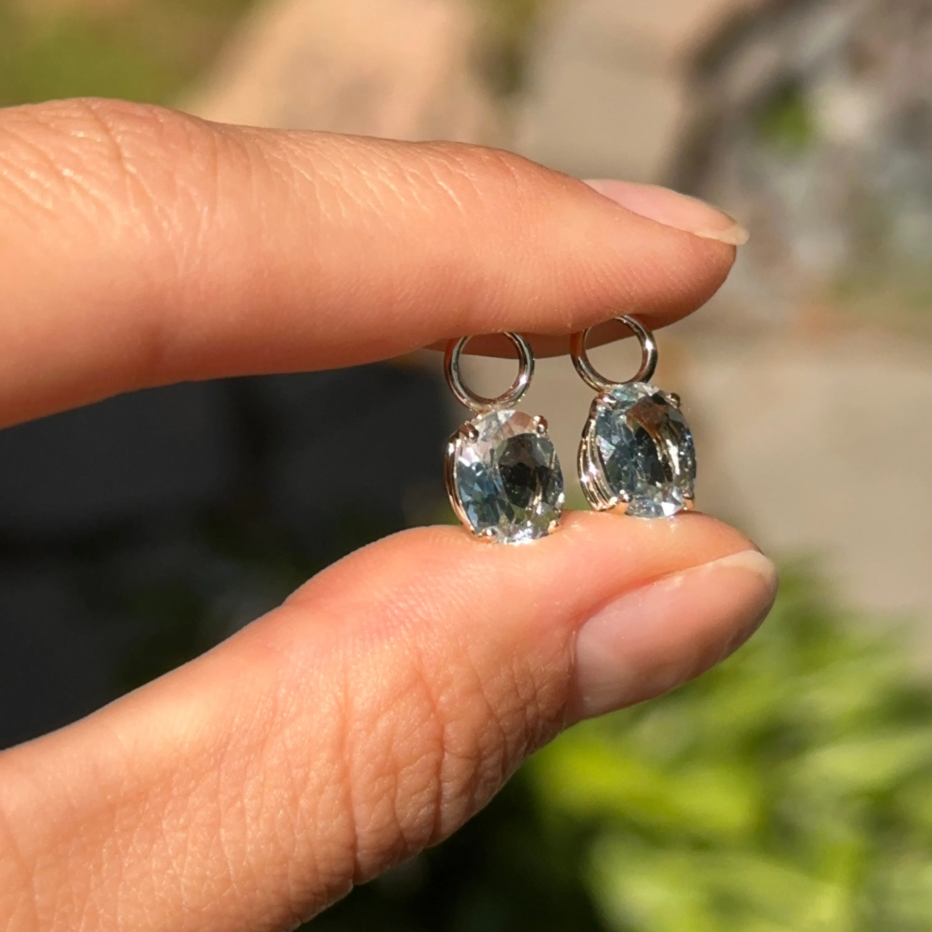 14KT Yellow Gold Oval Aquamarine Earring Charms
