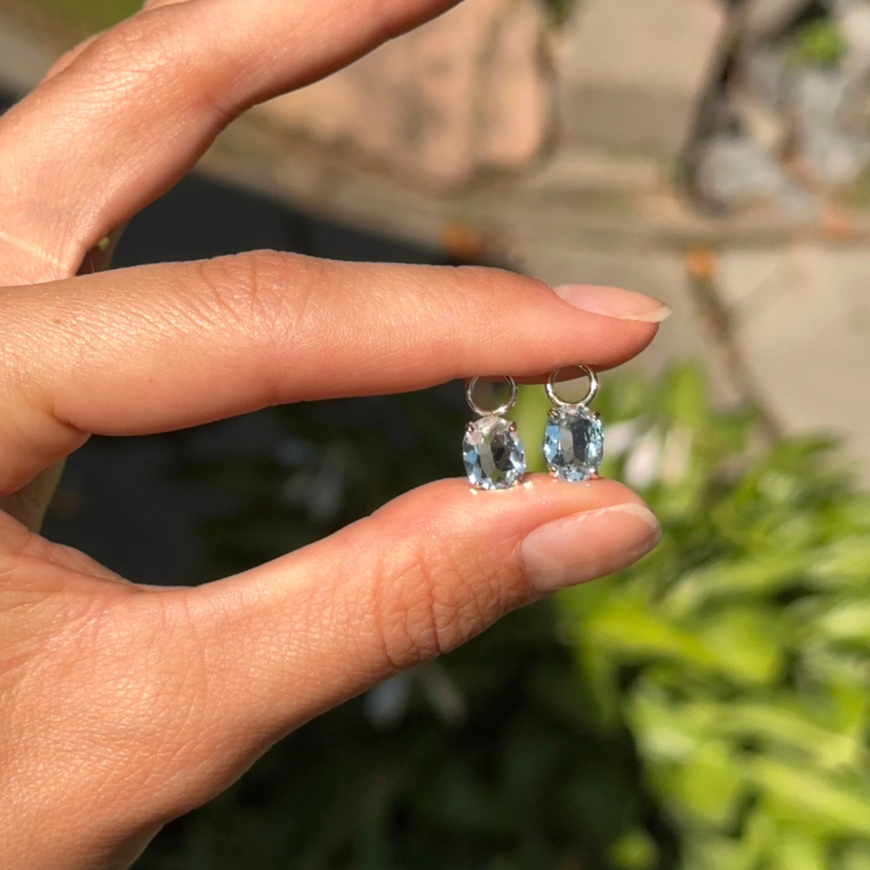 14KT Yellow Gold Oval Aquamarine Earring Charms