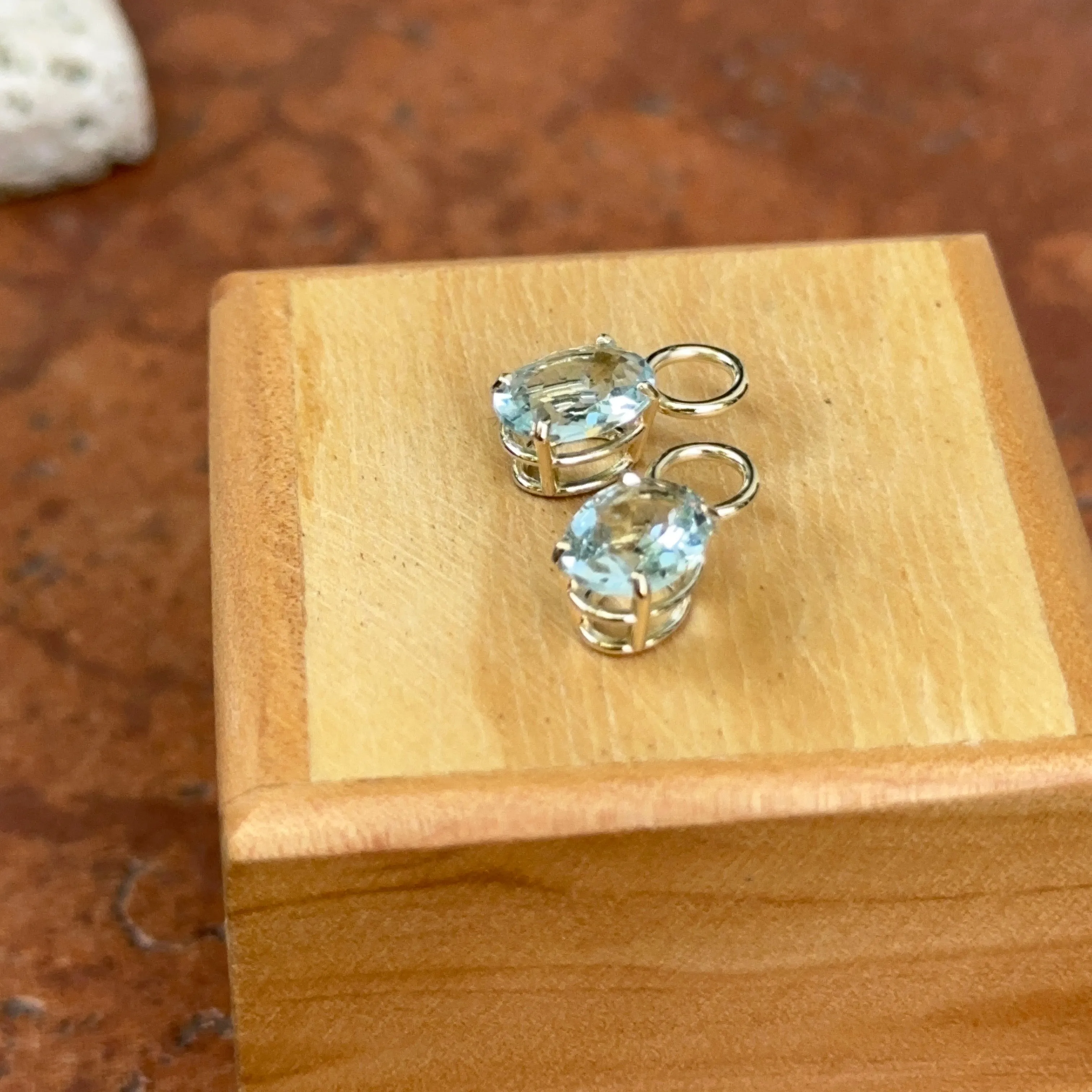 14KT Yellow Gold Oval Aquamarine Earring Charms