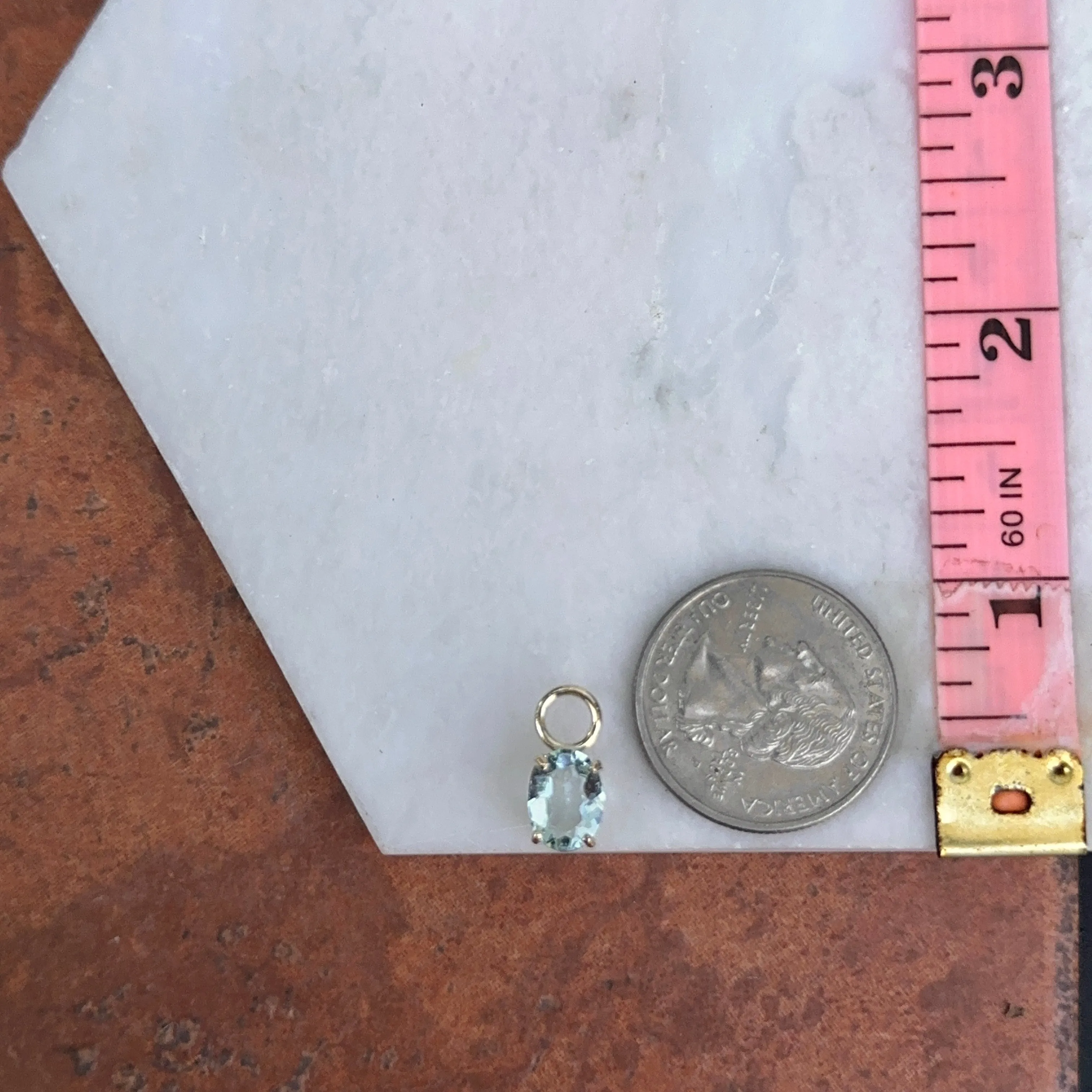 14KT Yellow Gold Oval Aquamarine Earring Charms