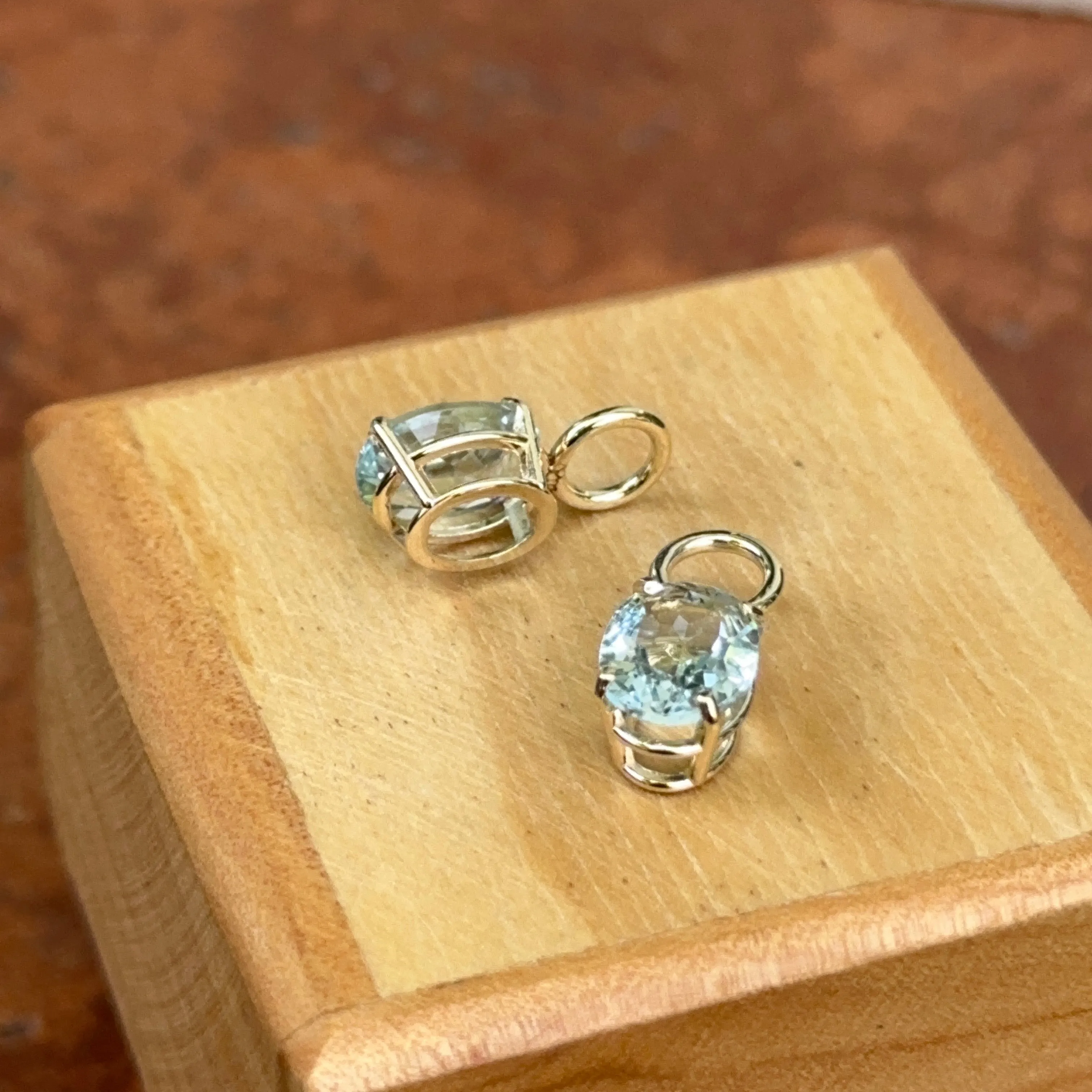 14KT Yellow Gold Oval Aquamarine Earring Charms