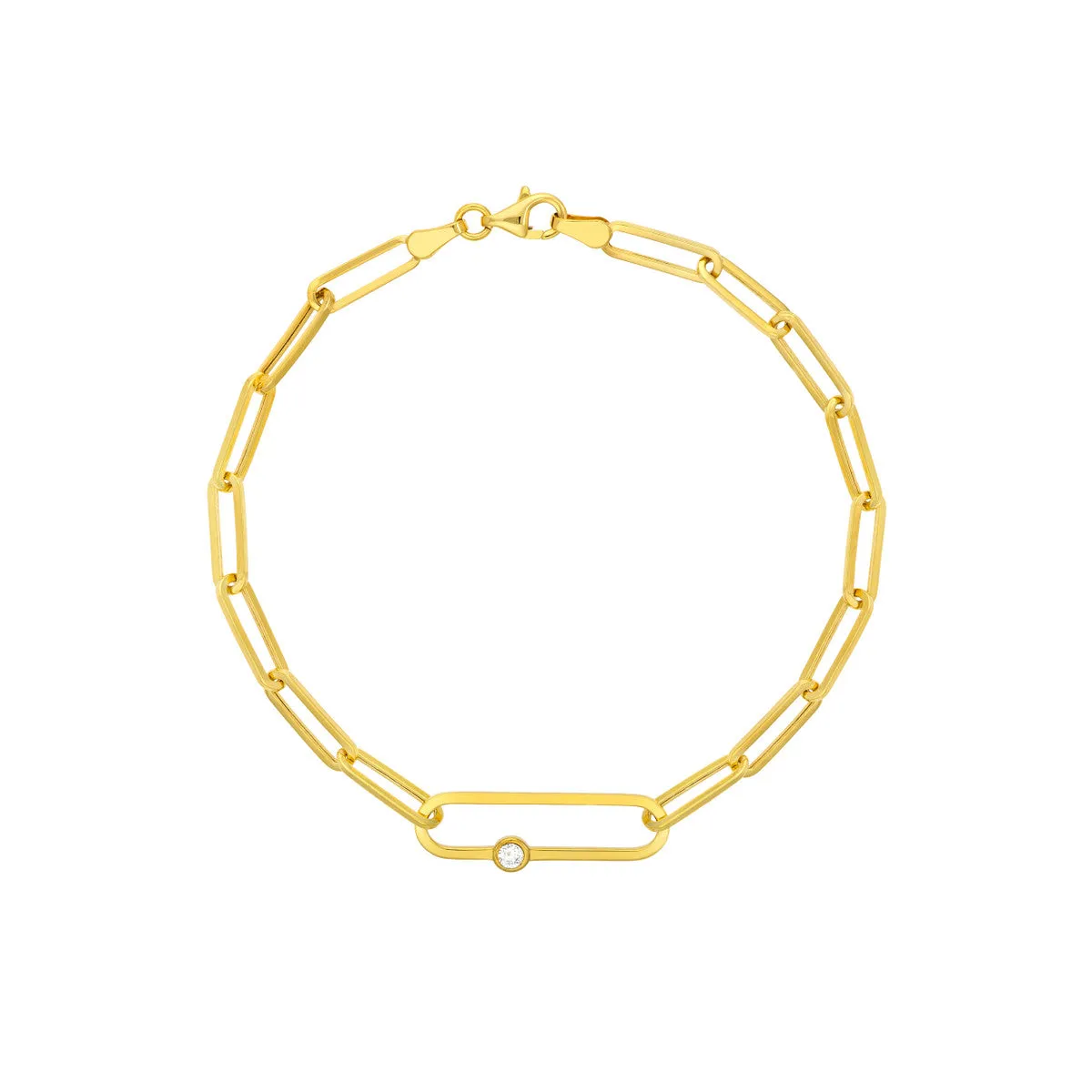 14kt Yellow Gold Paperclip Link Bracelet with Diamond Accent, 0.05TCW