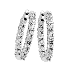 14KTW Diamond Tru Reflection Oval Hoops Basics Earring 3/4Ct
