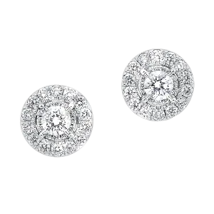 14KTW Round Halo Prong Earrings 1/2 Ctw