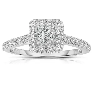 1.50 Carat Princess cut Halo Diamond Moissanite Engagement Ring with 18k Gold Plating