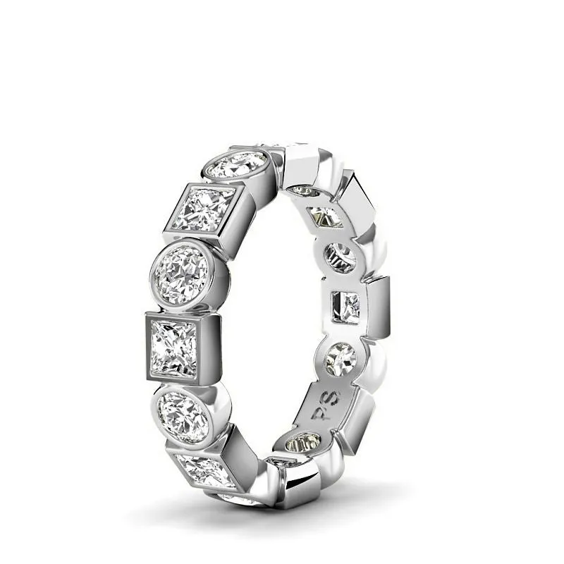 1.50 CT Round & Princess Cut Diamonds - Eternity Ring