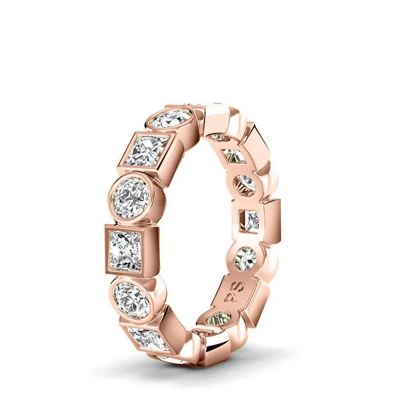 1.50 CT Round & Princess Cut Diamonds - Eternity Ring