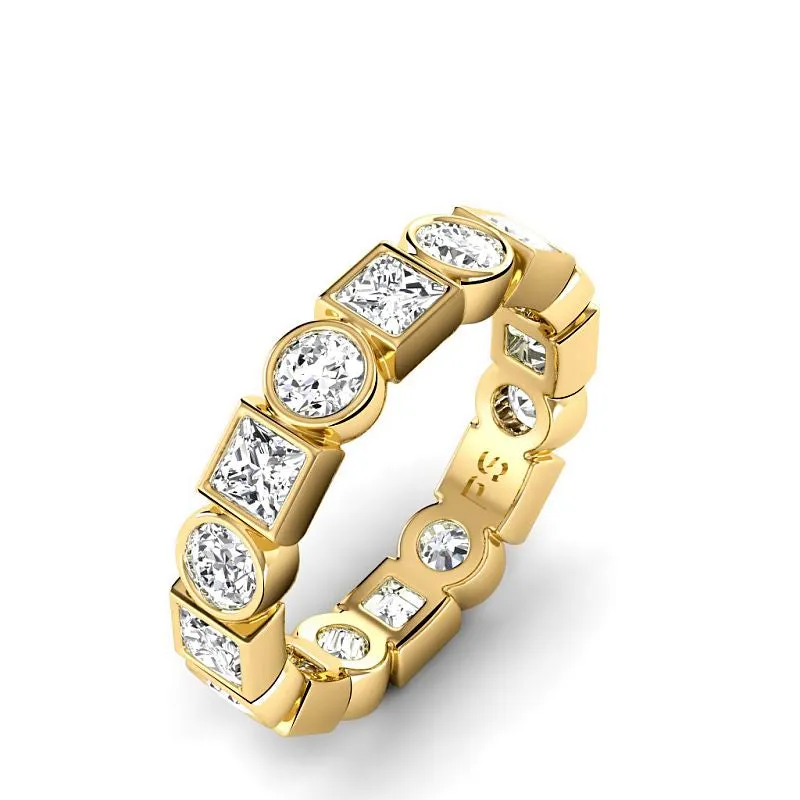 1.50 CT Round & Princess Cut Diamonds - Eternity Ring