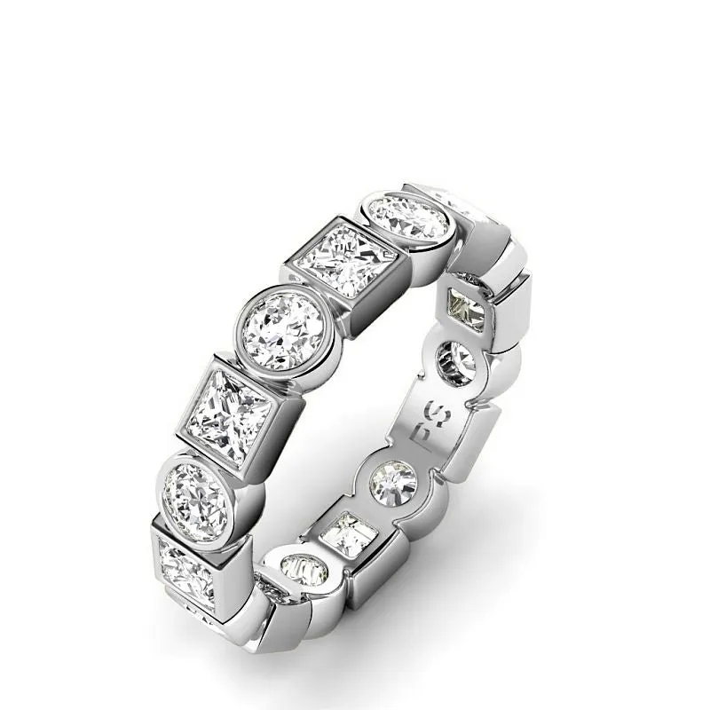 1.50 CT Round & Princess Cut Diamonds - Eternity Ring