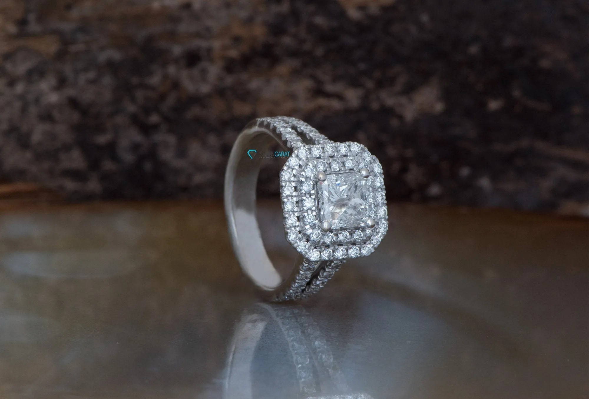 1.5ct Halo diamond ring
