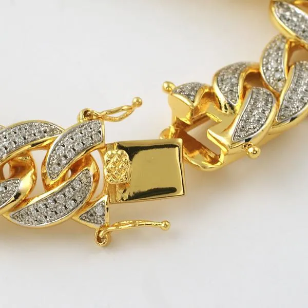 15mm Iced Gold Plated Miami Cuban Bracelet