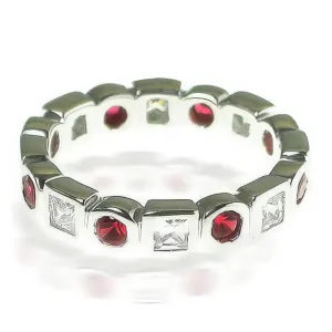 1.65 CT Round & Princess Cut Rubies & Diamonds - Eternity Ring