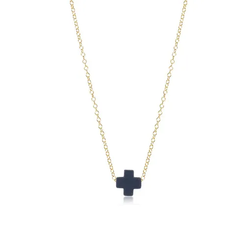 16" Cross Necklace in Navy