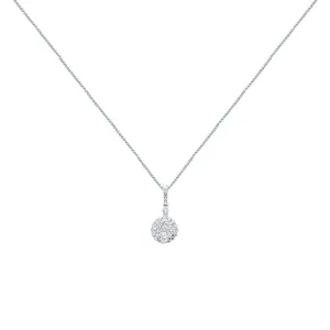 18 Karat White Gold Halo Necklace with Diamonds