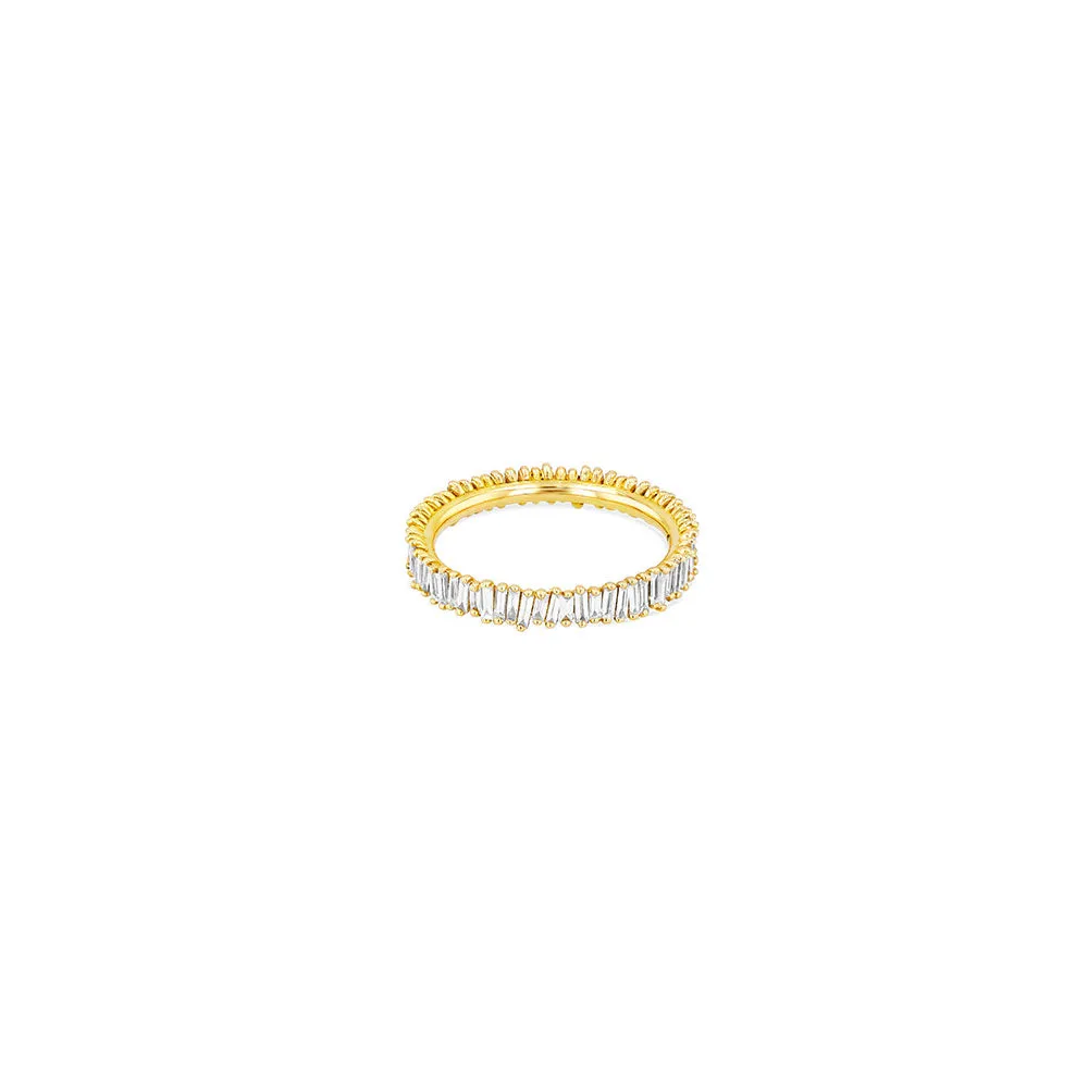18 Karat Yellow Gold Classic Eternity band with white Diamond Baguette