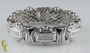 18.00 carat Diamond Plaque 14k White Gold Statement Bracelet 9.75"