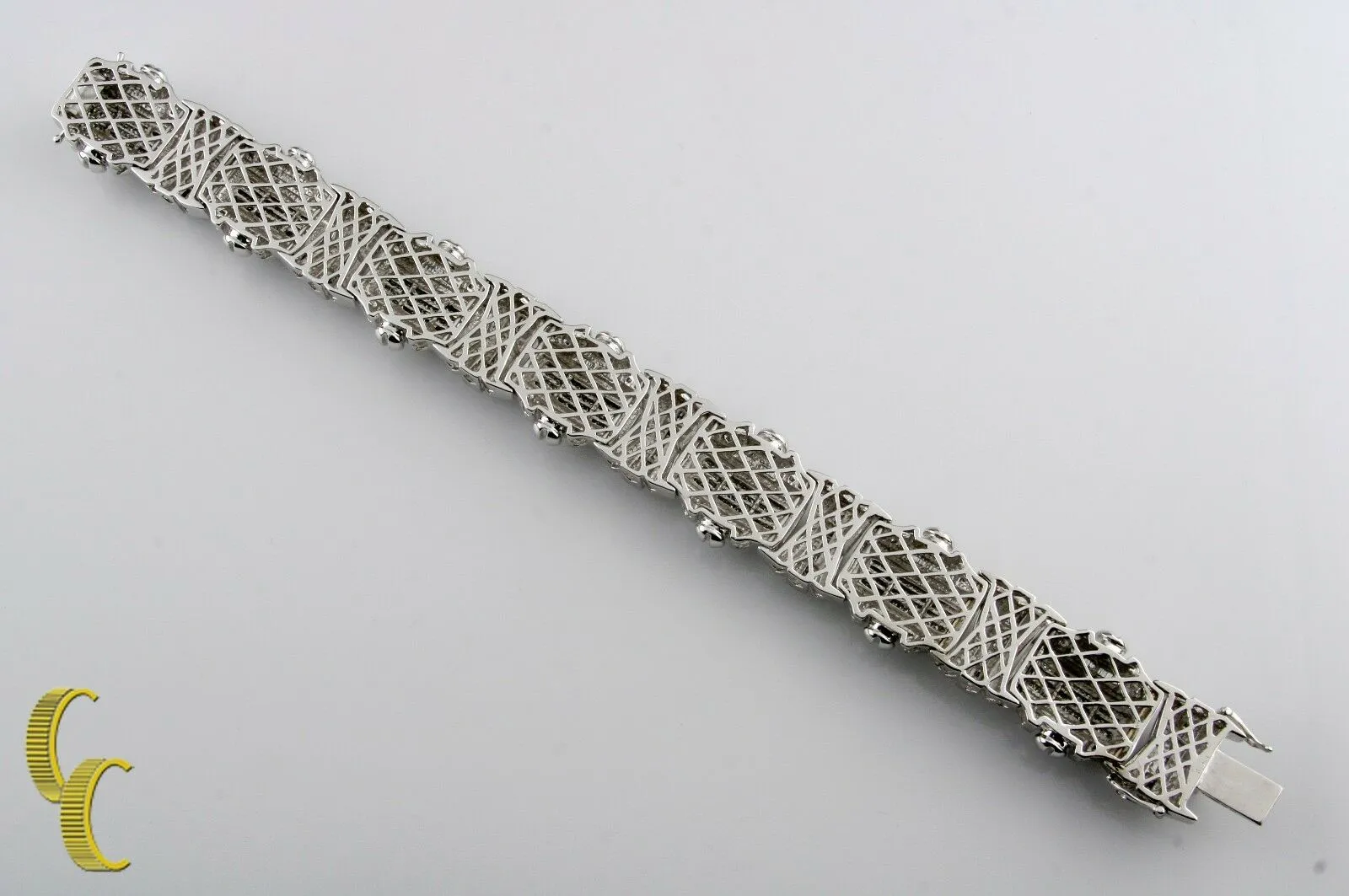 18.00 carat Diamond Plaque 14k White Gold Statement Bracelet 9.75"